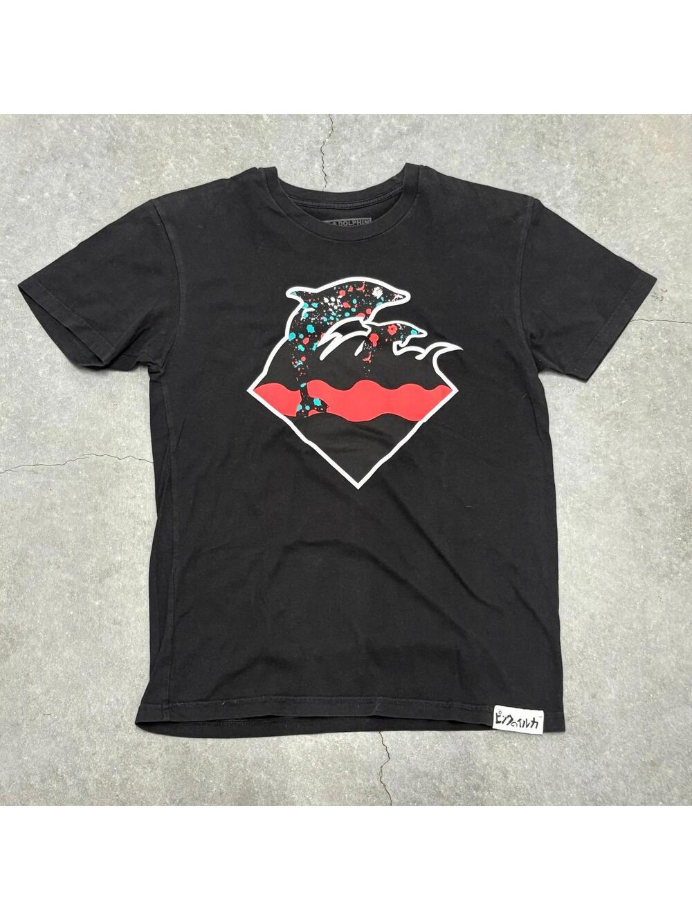 Pink Dolphin Logo Black T Shirt